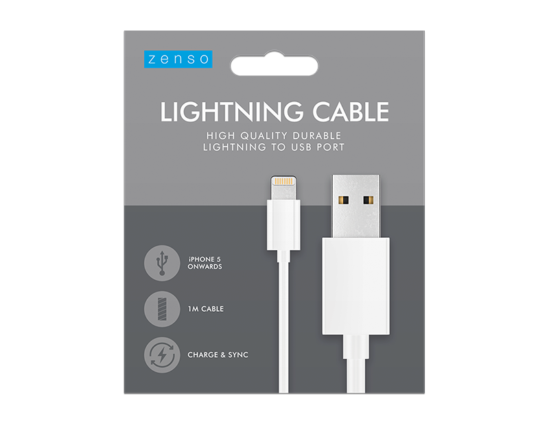 Lightning to USB White Cable 1M