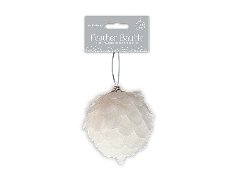 Feather Effect White Bauble