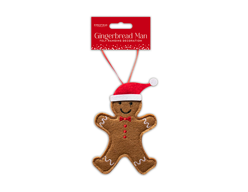 Felt Gingerbread Man Decoration 12.5cm x 8.5cm x 0.5cm