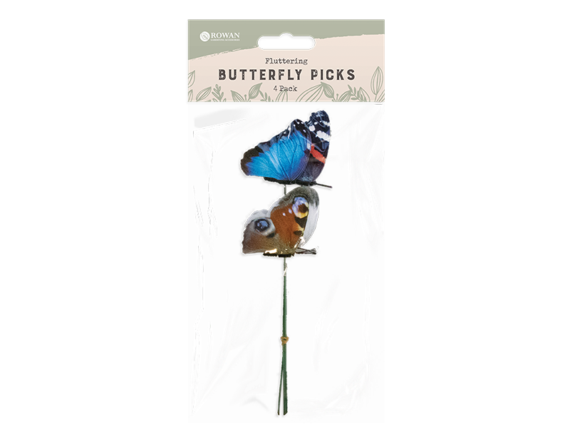 Fluttering Butterfly Picks 26cm 4pk