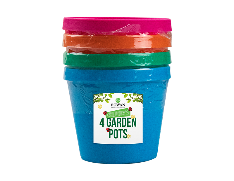 Kids Plastic Gardening Pots 4pk