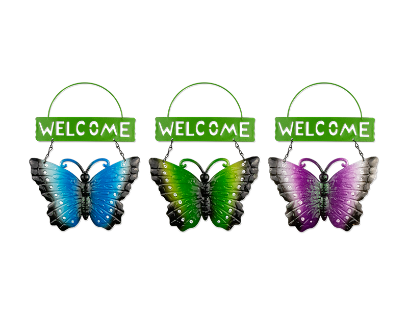 Wholesale Glitter butterfly Metal Welcome sign | Gem imports Ltd.