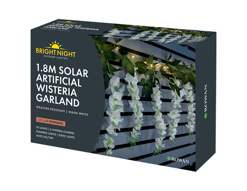 Solar LED Artificial Wisteria Garland 1.8M
