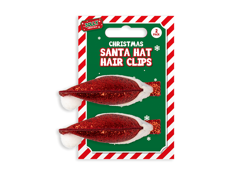 Wholesale Glitter Santa Hat Hair Clips
