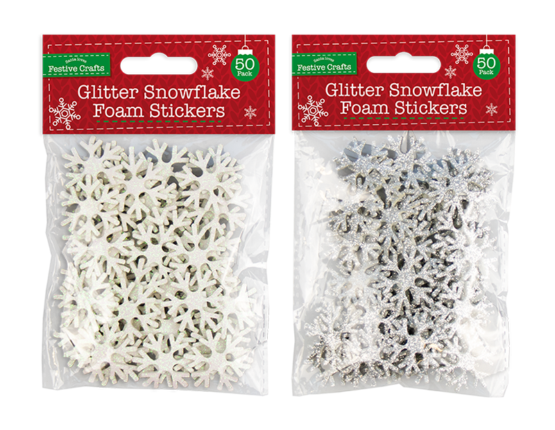 Glitter Snowflake Foam Stickers 50 Pack