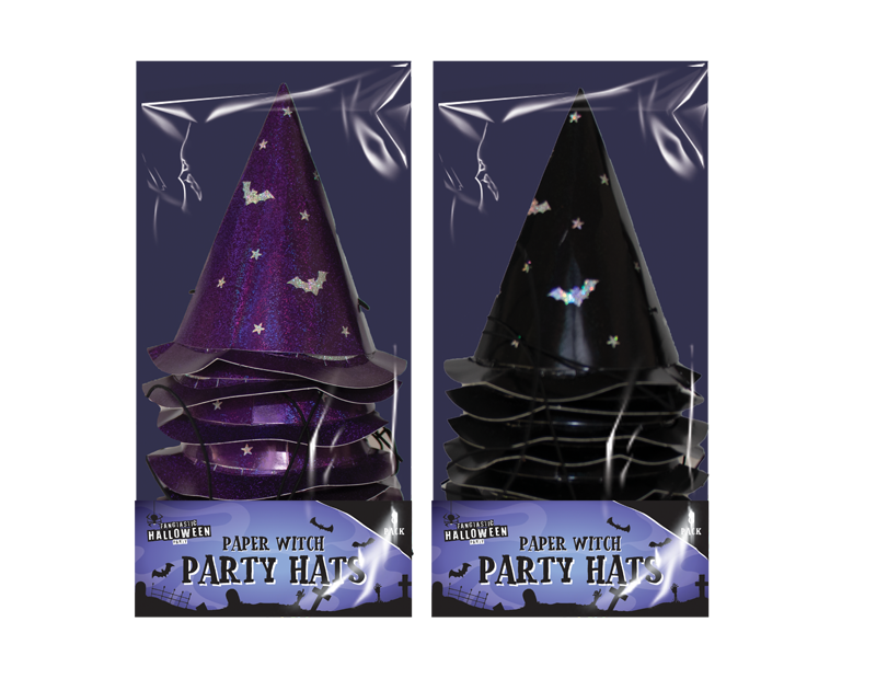 Paper Witch Party Hats 8pk