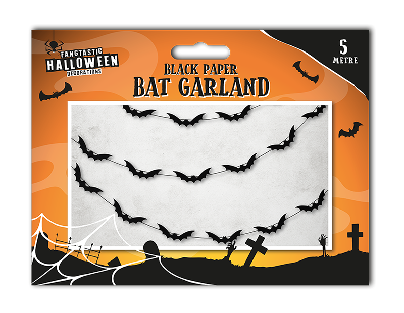 Halloween Bat Paper Garland 5m