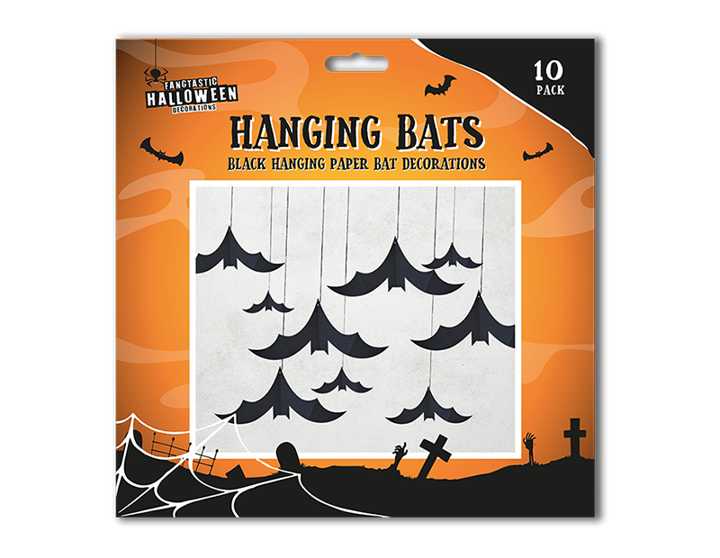 Halloween Hanging Bat Paper Decorations 10pk