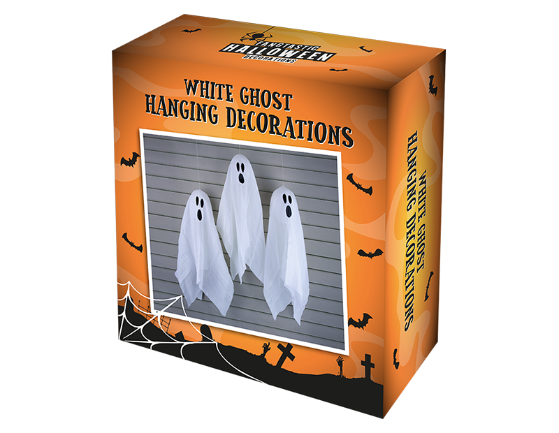 Halloween White Hanging Ghost Decorations 3pk