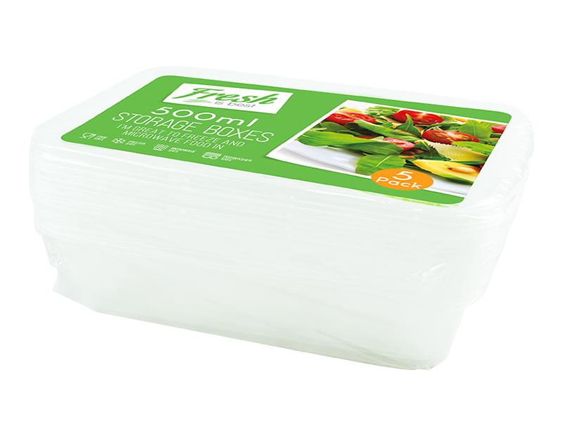 Freezer/microwave containers 500ml 5 pack