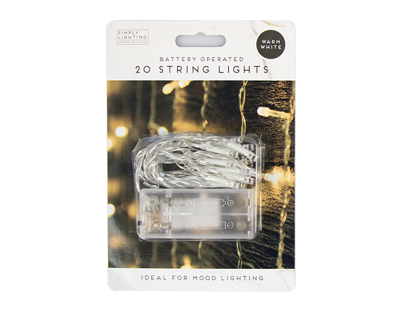 20 LED Battery Operated Lights - Warm White