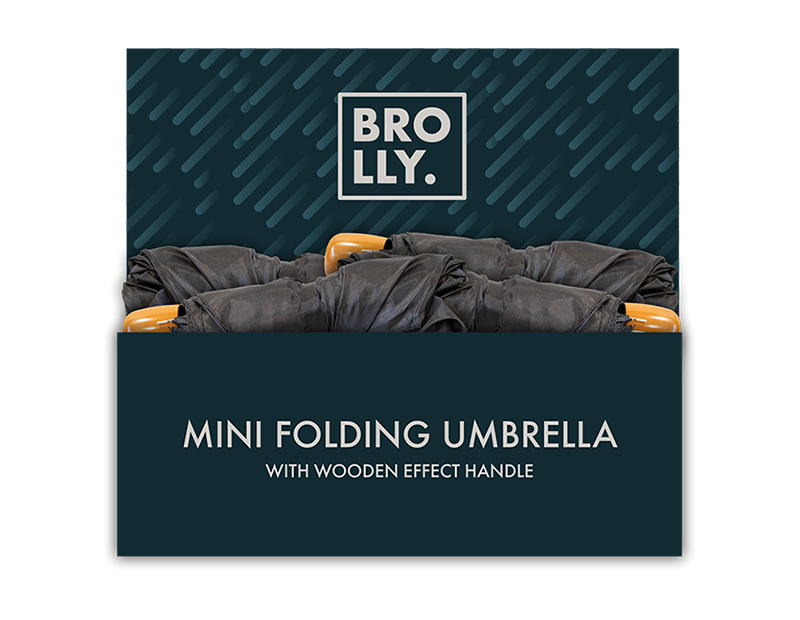 Wholesale Folding Mini Umbrella Wooden  Handle PDQ