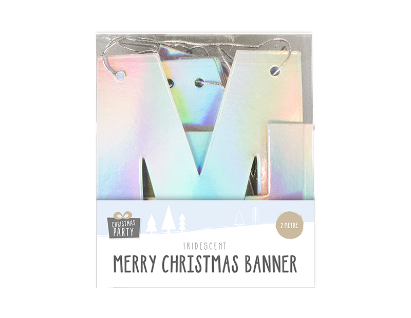 Iridescent Merry Christmas Banner 2m