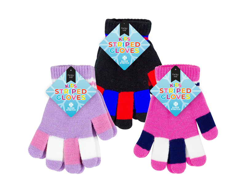 Wholesale Kids Striped Magic Gloves | Gem Imports Ltd