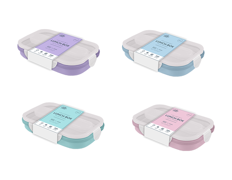 Wholesale Pastel Collapsible Lunch Box with Spork