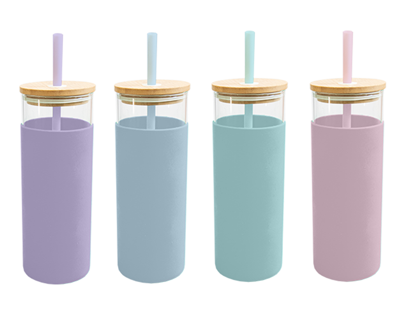 Wholesale Pastel Glass Bottles With Straws