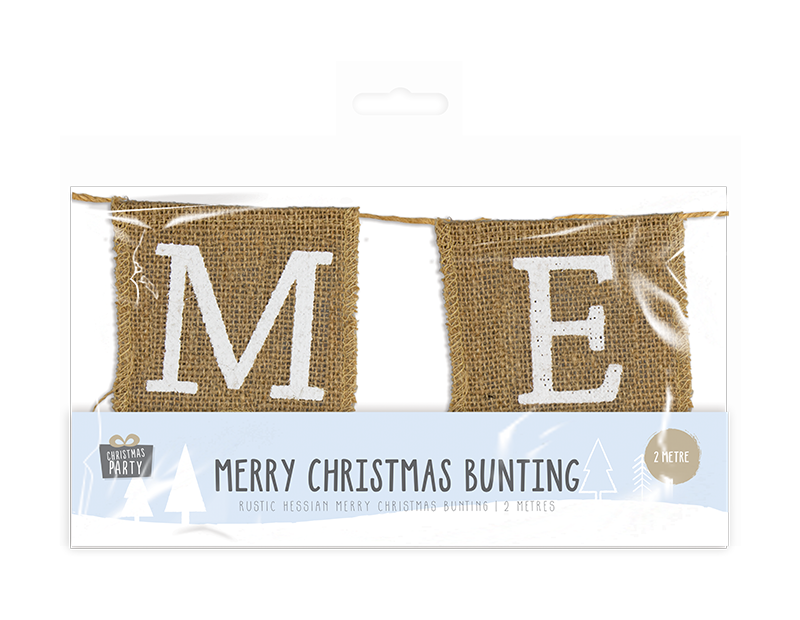 Wholesale Merry Christmas Hessian Bunting | Bulk Buy Christmas Party Ware