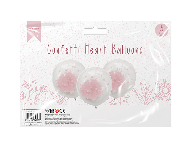 Wholesale Mother's Day Confetti Heart Balloons 3pk