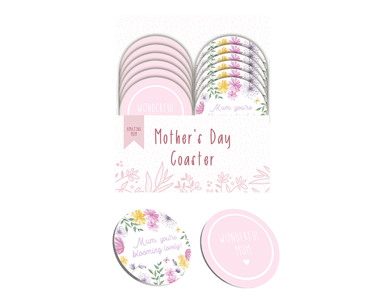 Mother's Day Wooden Coaster 10cm PDQ