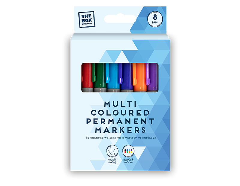 Multicoloured Permanent Markers 8pk