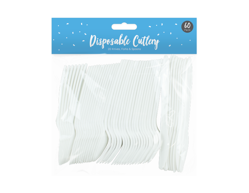 Disposable Plastic Cutlery - 60 Pack