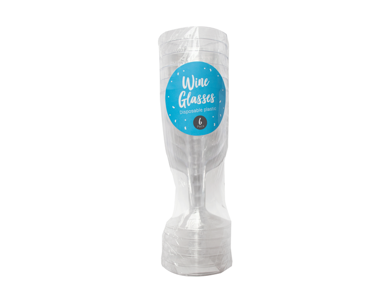 Disposable Plastic Wine Glasses - 6 Pack