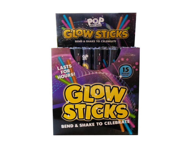Neon Glow Sticks - 15 Pack (With PDQ)