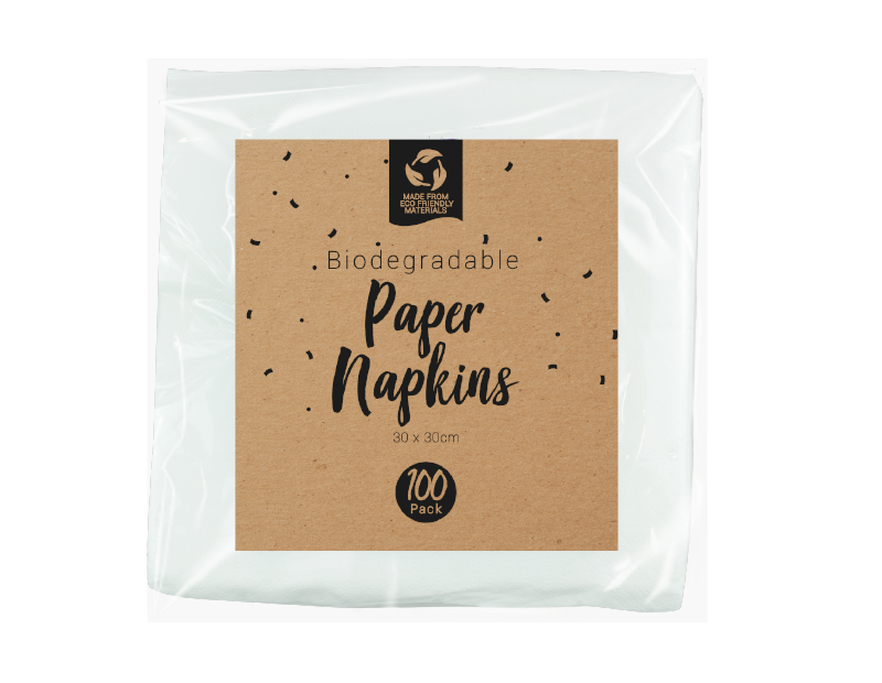 White Paper Napkins 1 Ply - 100 Pack