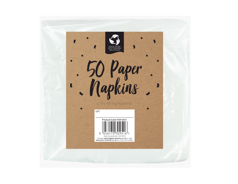 White Paper Napkins - 50 Pack