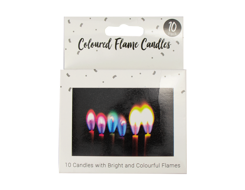 Coloured Flame Candles - 10 Pack