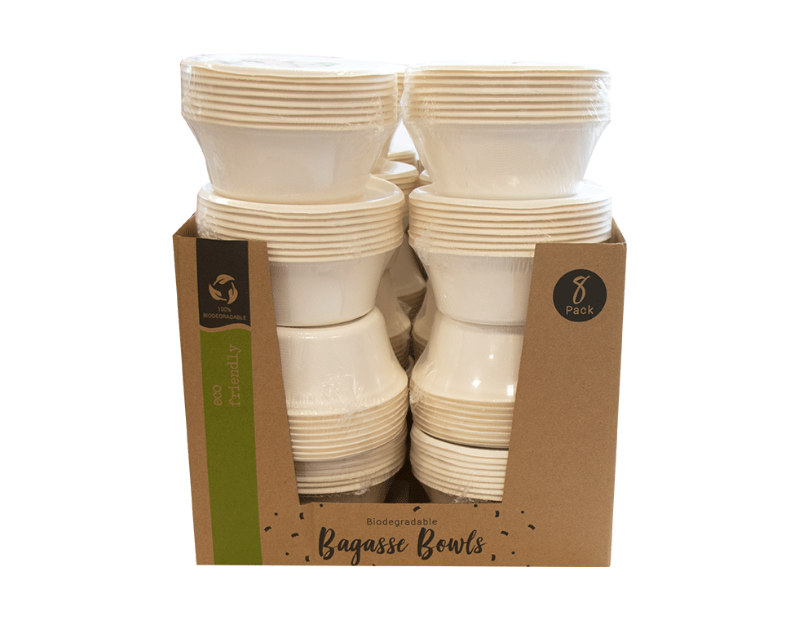 Biodegradable Bagasse Bowls - 8 Pack