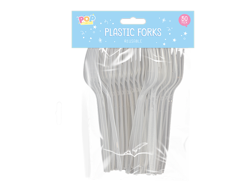 Wholesale Reusable Plastic Forks 50pk