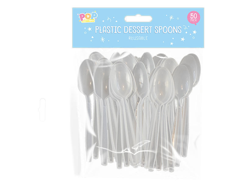 Reusable Plastic Dessert Spoon 50pk