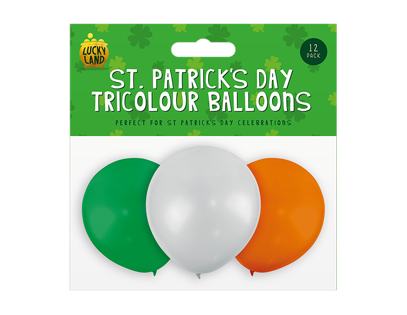 St. Patrick's Day Tricolour Balloons 12" 12pk