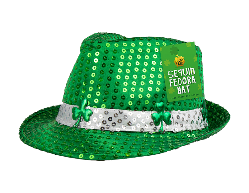 St. Patrick's Day Sequin Shamrock Fedora Hat