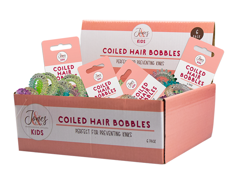 Coloured Coiled Hair Bobbles - 6 Pack (With PDQ)