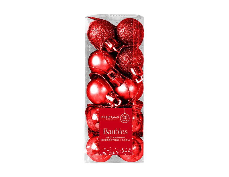 Red Baubles 2.5cm Dia 20 Pack