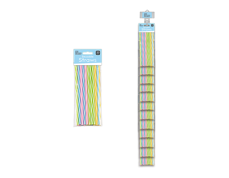 Wholesale Reusable Straw 20pk With Clip Strip