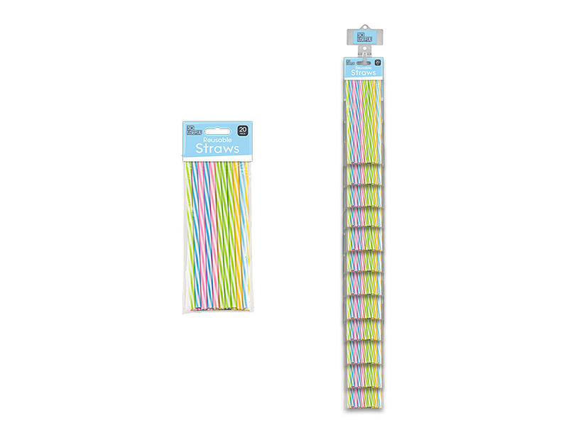 Wholesale Reusable Straw 20pk With Clip Strip