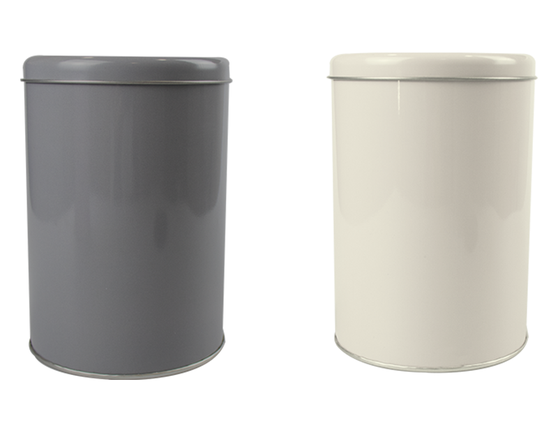 Round metal outlet container