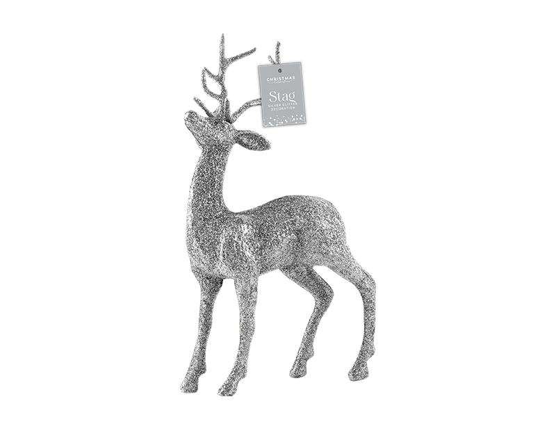 Silver Glittered Stag