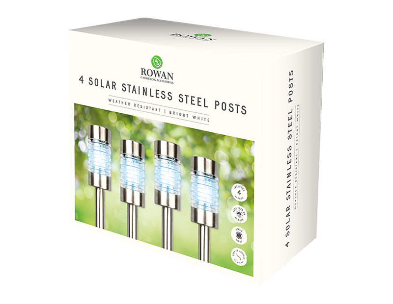 Silver Solar Post Lights 4pk
