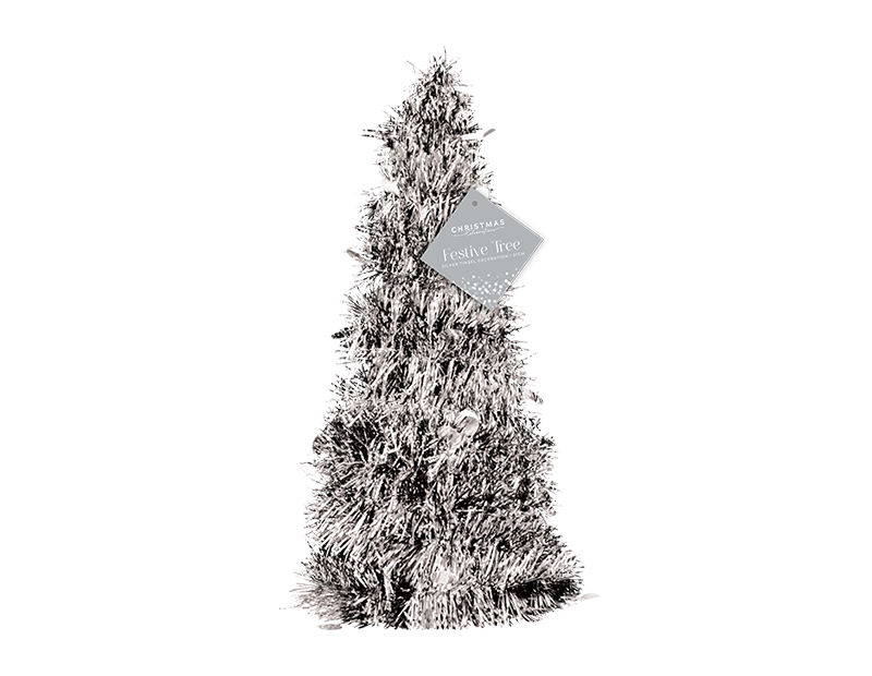 Silver Tinsel Christmas Tree 31cm