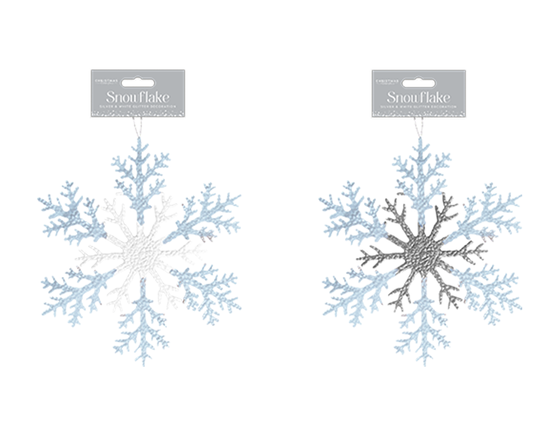 Wholesale Silver & White Acrylic Glitter Snowflake