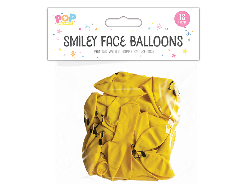 Smiley Face Balloons - 18 Pack