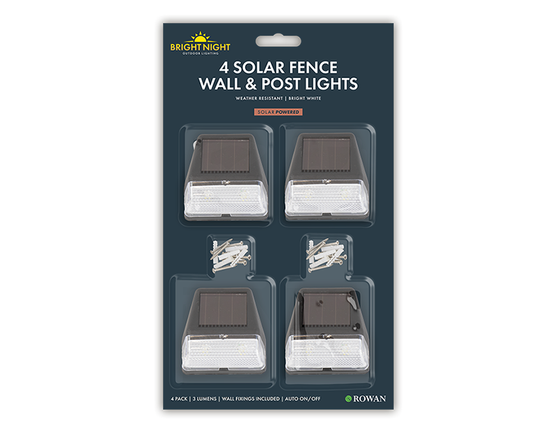 Solar Powered Fence Wall and Post Light 4pk