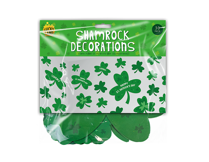 St. Patrick's Day Shamrock Decorations 30pk