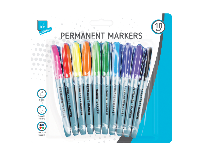 Coloured Permanent Marker - 10 Pack