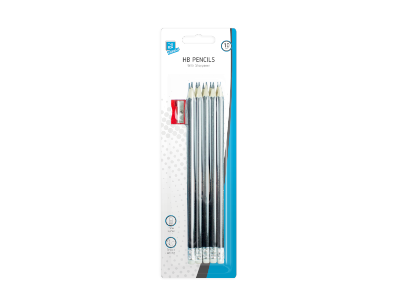 HB Pencils & Sharpener - 10 Pack