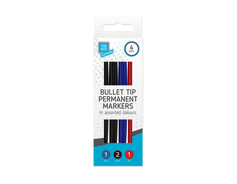 Bullet Tip Permanent Markers 4pk